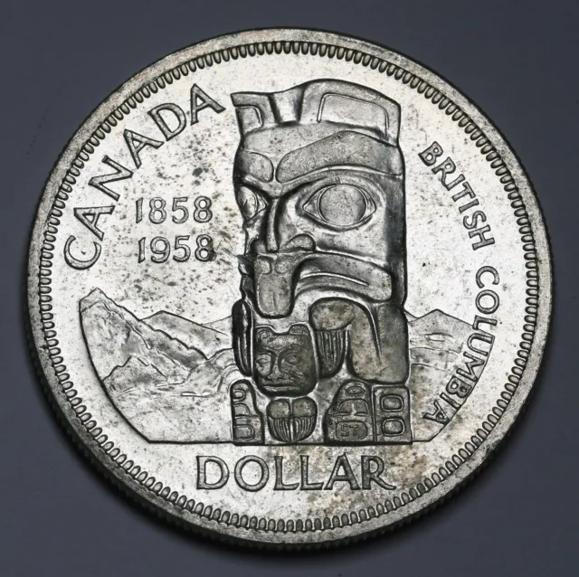 1958 Canada Silver Dollar $1 British Columbia KM# 55 QEII