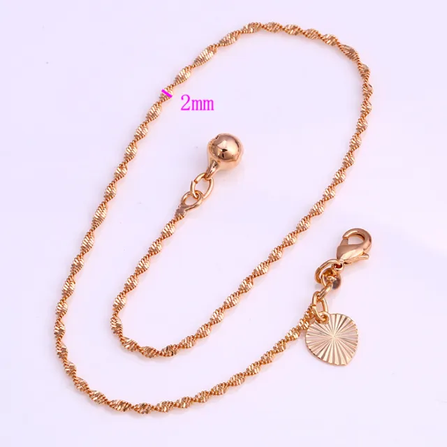 9K 9ct Yellow Gold Plated Water Wave ANKLE CHAIN "Bell ANKLET. 10.2 Gift , UK
