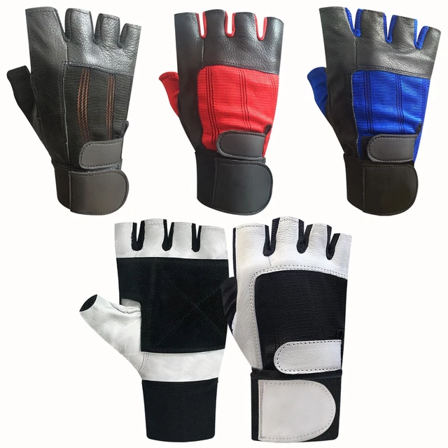 Weight Lifting Padded Leather Gloves Training Fitness Body Building Sports GYM