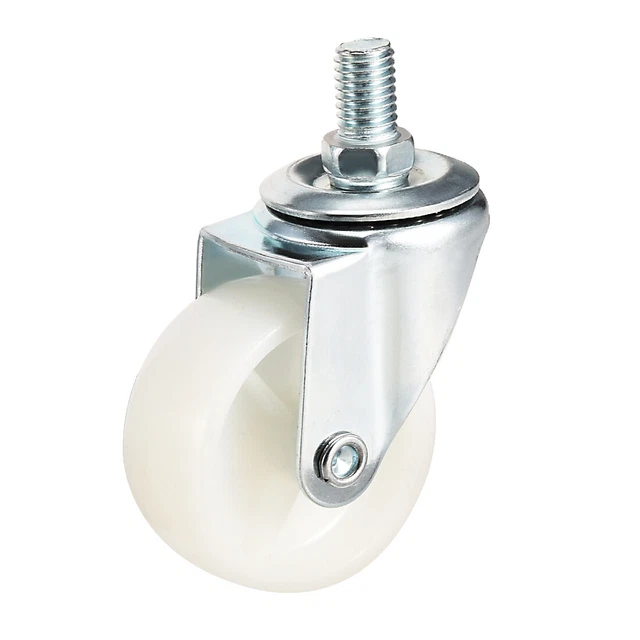 Swivel Casters 2inch Nylon M10 x 15mm Threaded Wheels White 66lb Capacity