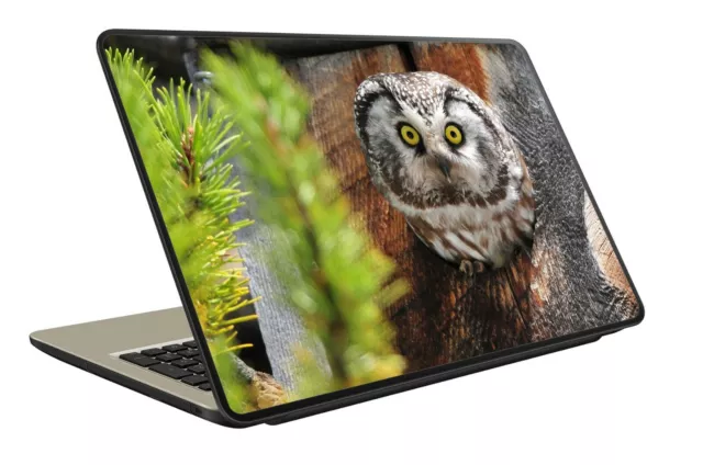 AUTOCOLLANT STICKER PC PORTABLE LAPTOP MAC SKIN Chouette Hibou Arbre Owl OP055