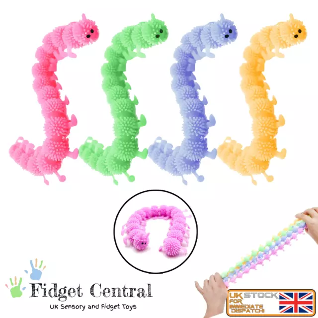 Stretchy Caterpillar Worm Fidget Toy Monkey Noodle Sensory ADHD Autism UK School