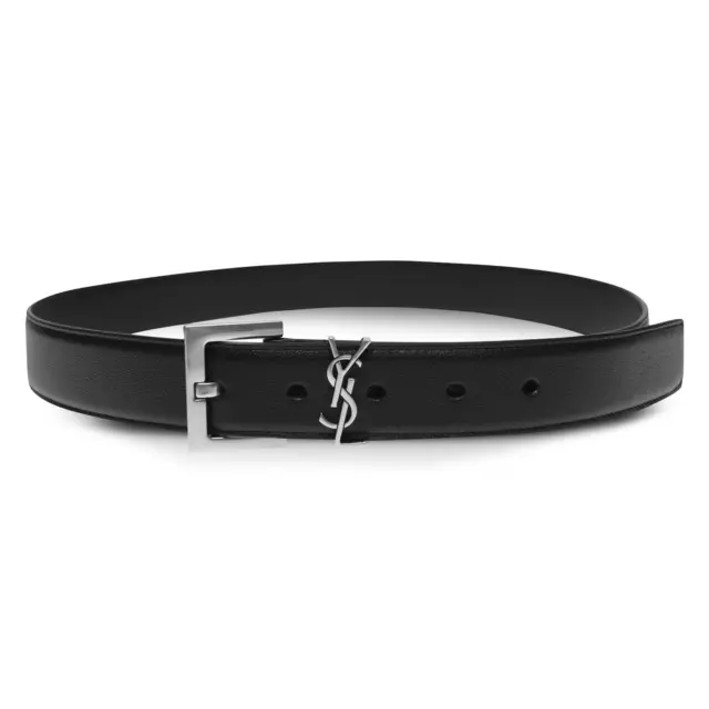 Saint Laurent YSL Logo Black 3cm Leather Belt - Size 90 - RRP £370