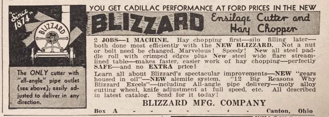 1936 Ad.(Xh17)~Blizzard Mfg. Co. Canton, Ohio. Blizzard Hay Cutter Chopper