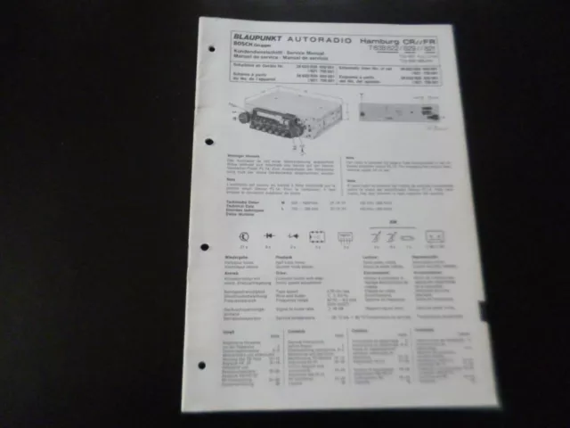 Original Service Manual Schaltplan Blaupunkt  Hamburg CR//FR