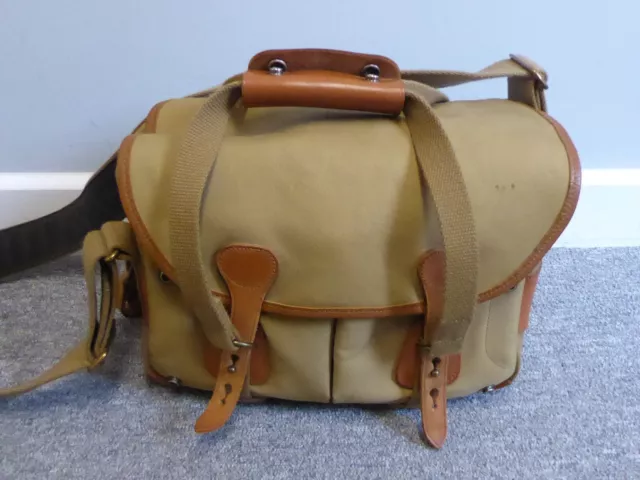 Billingham 305 Camera Bag - Khaki  tan leather medium size excellent condition