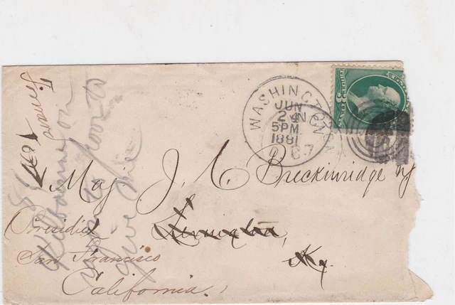 united states 1881 washington cancel stamps cover ref 21106