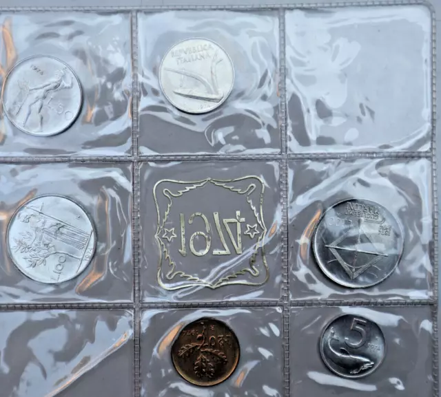 ITALIEN: OFFIZIELLER KMS KURSMÜNZENSATZ 1974: 6 Münzen, 5 - 100 Lire, unc, C23 3