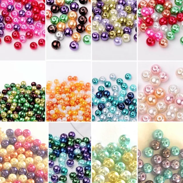 Perlen Mix gemischt Schmuck basteln DIY bunt Glasperle  4 6 8mm Farb-Mischung