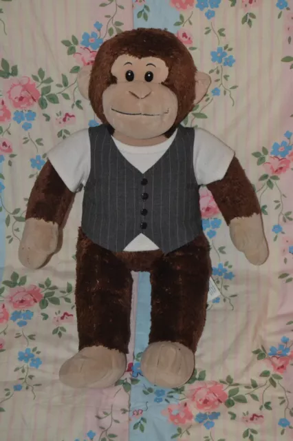 Build a Bear Workshop Monkey with Grey Waistcoat Soft Plush Toy 18"