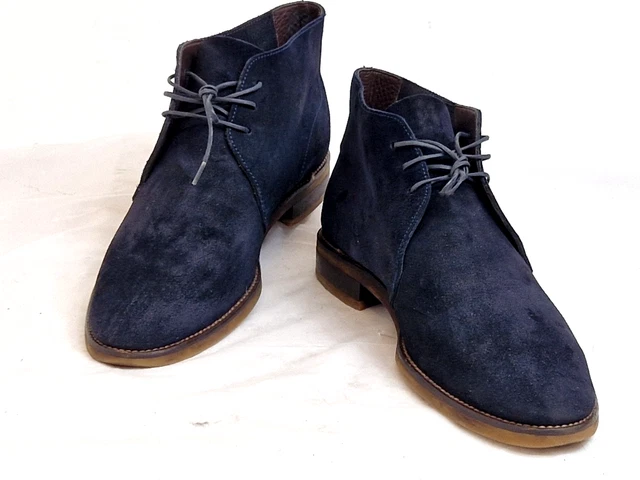 MASSIMO DUTTI HOMBRES Confort Botines Gamuza Azul Marino UK 10 EU