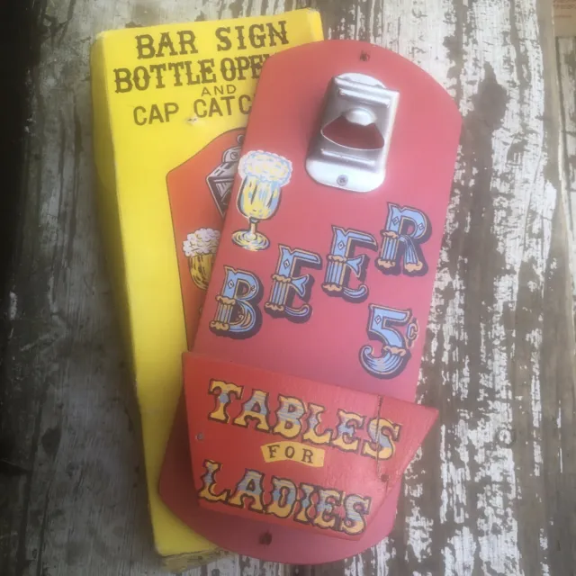 Bar Bottle Opener Cap Catcher Wooden Wall Hanging  Tables For Ladies