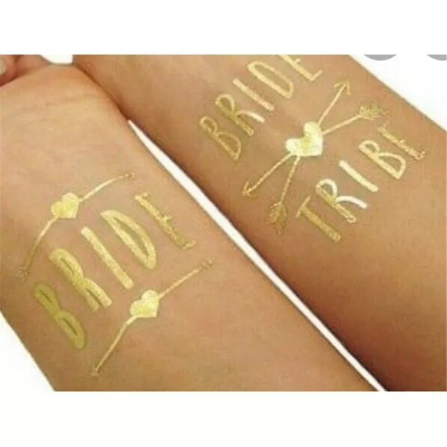 12 PK Night Hen Temporary Do Favour Gift Party Hen BRIDE TRIBE Tattoos Hen GOLD