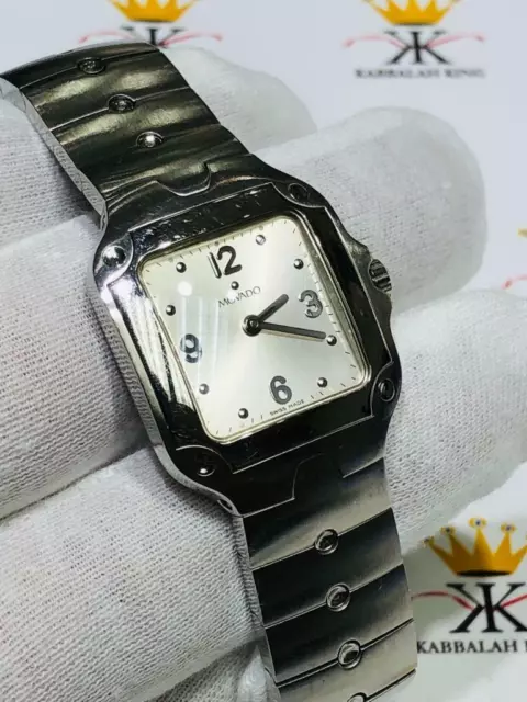 Movado Pre-Owned Square Stainless Steel White Dial Ladies Watch New Battery Gift