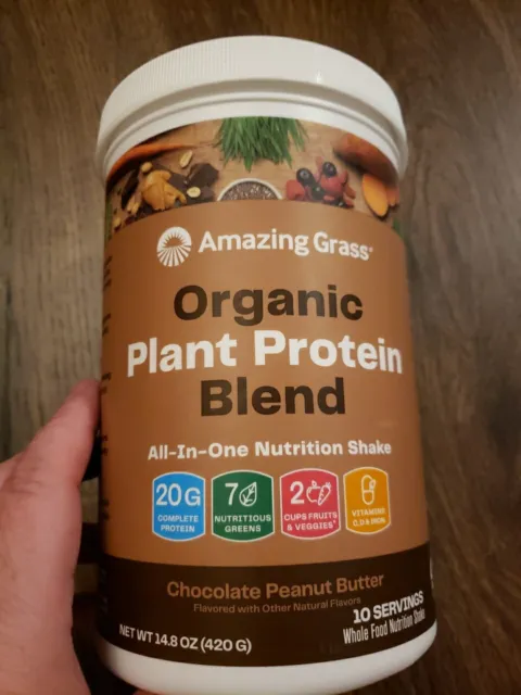 Increíble superalimento de proteína orgánica de hierba, mantequilla de maní de chocolate, 14,8 oz