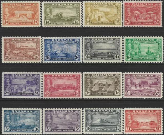 Bahamas 1948 KGVI  Tercentenary Set  SG.178/193 Mint (MNH)  Cat:£80