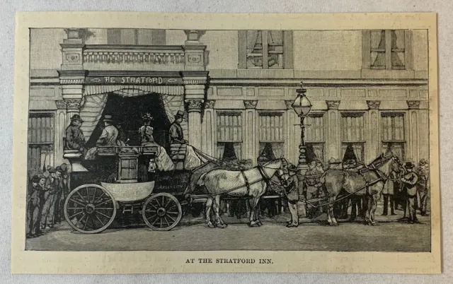 1894 Rivista Incisione ~ Cavallo Carrozza At The Stratford Pensione