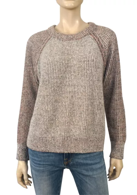 RAG & BONE Addison Contrast Raglan Sleeve Chunky Ribbed Wool Blend Sweater S 3