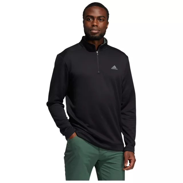 adidas Mens Club Half Zip Top Black Golf Sweatshirt Sports Pullover Gym Running