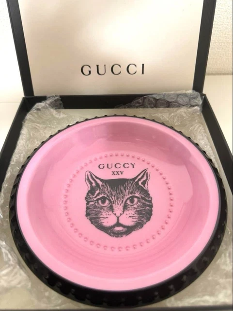 Gucci ミスティックキャット アッシュトレイ灰皿 GUCCI MYSTIC CAT Print Pink Purple Porcelain Round Ashtray