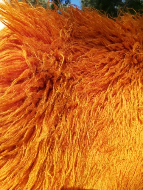 Large  Flokati Rug  Dense Heavy Wool Marigold Orange Authentic Shag Pile Vgc