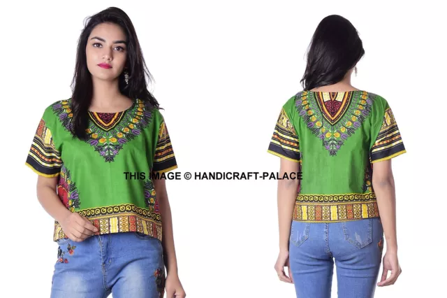 Donna Canotta Casual Top Camicetta Donna Slim Dashiki Top Corto Stampa T-Shirt