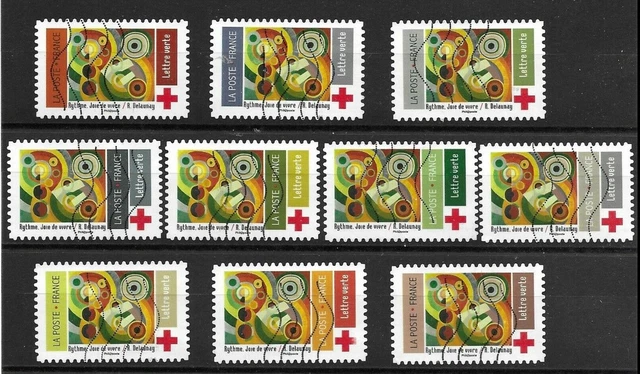 SÉRIE COMPLÈTE DE timbres oblitérés de 2020 Croix-Rouge n°1863-1872 EUR ...