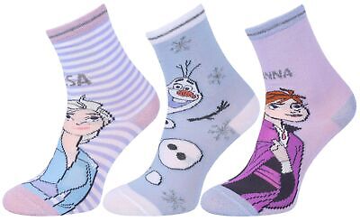 3x calzini per bambina alti Anna e Elsa FROZEN DISNEY.