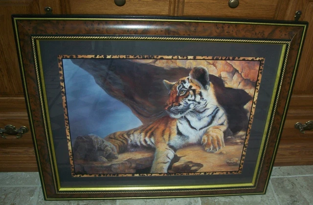 Home Interiors Art Print Bengal Tiger 27X33 by Linda Wacaster NEW REDUCED PRICE