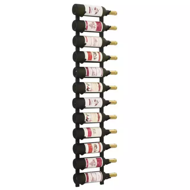 Wall Mount Wine Rack 12 Bottles Storage Kitchen Bar Display Holders Cellar Black