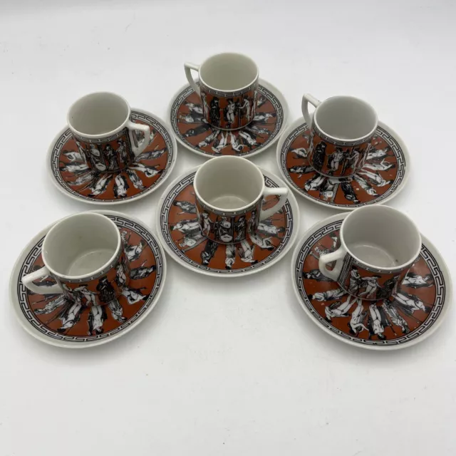Vintage Unbranded Small China Set Handmade In Greece Set Of 6 Plates & 7 Cups