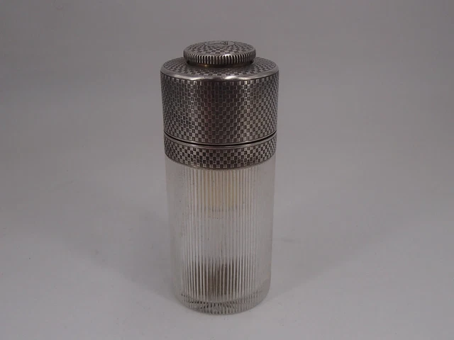 Flacon A Parfum En Verre Et Argent Massif Poincon Minerve Art Deco Stella Mea
