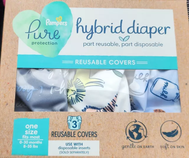 Pampers Hybrid Cover Unisex Diapers Jungle, I Heart You-gray, Milk &Cookies -3ct