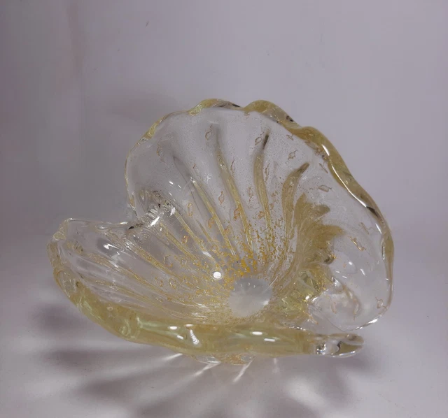 Centre De Table Vintage En Verre De Murano, Conchiglia, Style Barovier Seguso, 21 Cm
