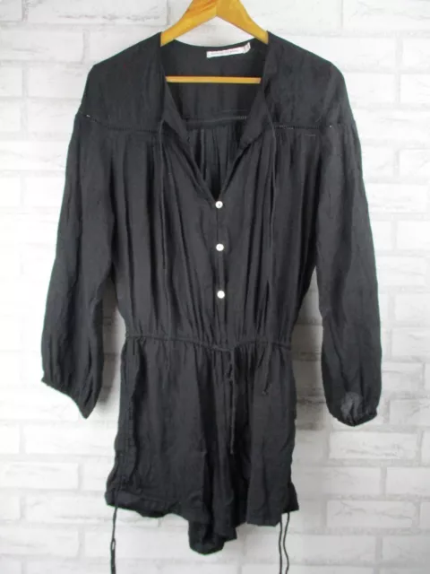 Faithfull the Brand womens jumpsuit playsuit black m long sleeve v-neck