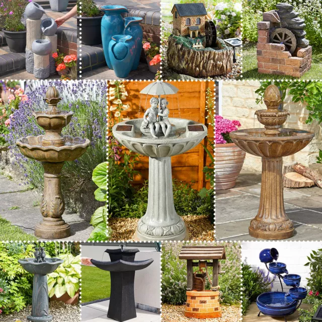 Smart Garden Solar Powered Outdoor Water Feature Fountain Bird Bath - All Styles