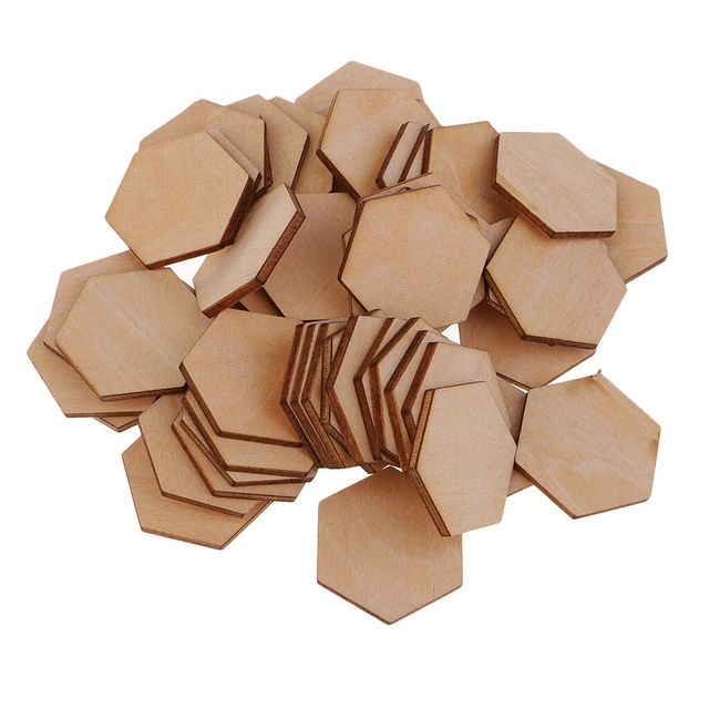 100 Stk Holz Hexagon Scheiben Naturholzscheiben Unlackiert für Dekor 30 mm