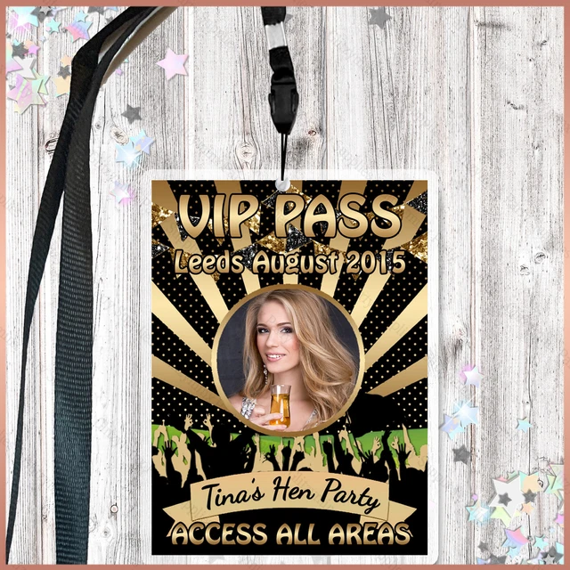 Personalized VIP Pass Lanyard For Girls Sleepover Party - Birthday, Hen Do, Night Party Invitation Accessory