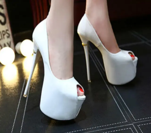 Women's Platform Stilettos Peep Toe Super High Heels Shoes Nightclub Party Pumps