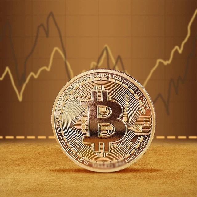 Gold Plated Bitcoin Coin CryptoCurrency Physical Collectible Art Collection Gift
