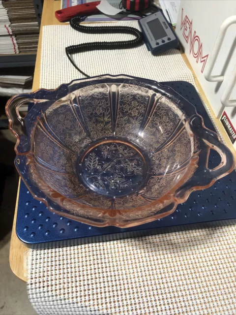 7” Serving Bowl Dish - Cherry Blossom - Jeannette - Pink Depression Glass