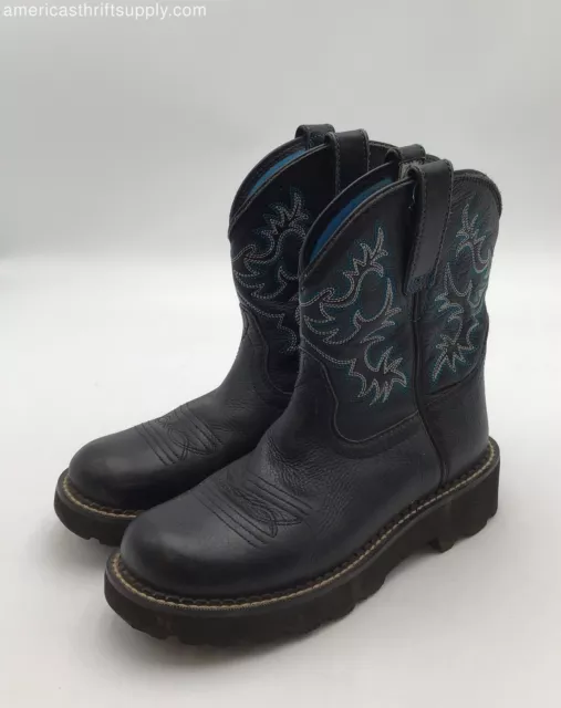 Ariat Women's Fatbaby 10000833 Black Leather Mid-Calf Western Boots - Size 6B