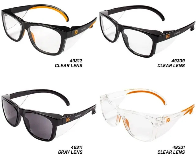 1- Maverick Protective Anti-Fog Safety Glasses Integrated Side Shields ANSI Z87+