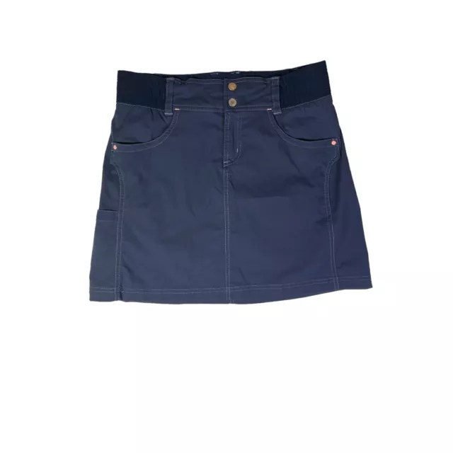 Title Nine Size 6 Navy Clamber Skort Skirt Built-in Shorts Button Zip Front