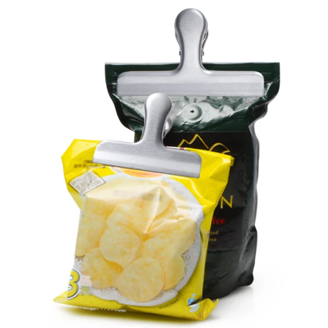 10 piezas Bolsa 3 pulgadas Clips Acero Inoxidable Pesado Alimentos Bolsa Clips Durabl