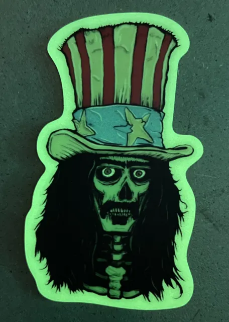 Zombie Zappa Glow In The Dark Vinyl Decal Sticker Guitar Hard Rock Skeleton