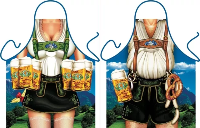 Lustige Grillschürze Bayern Bier-Paar Trachten-Schürze Kochschürze Küchenschürze