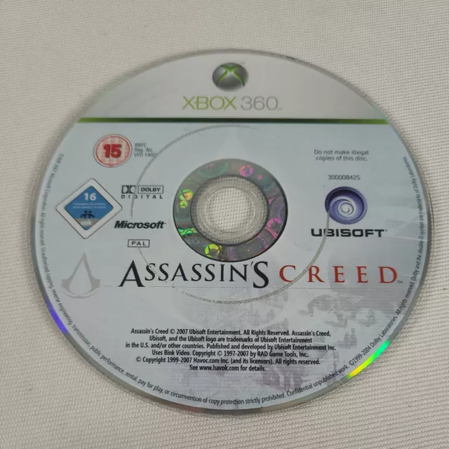 *Disc Only* Assassins Creed 1 Xbox 360 Action Adventure Video Game PAL