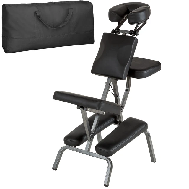 Massagestuhl aus Kunstleder Behandlungsstuhl Tattoostuhl schwarz B-Ware