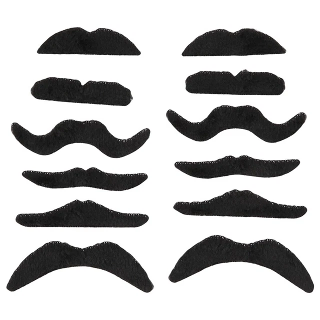 12 Pack Self Adhesive Assorted Moustache / Mustache Set PartyA7